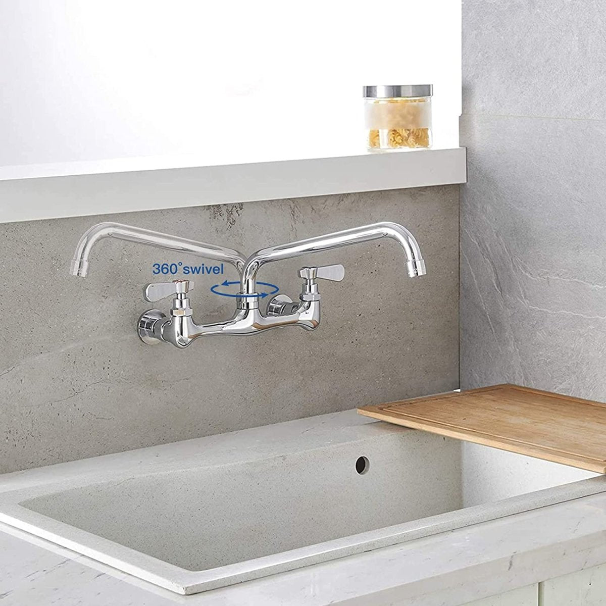 Commercial Kitchen Sink Faucet Center Wall Polished Chrome - buyfaucet.com