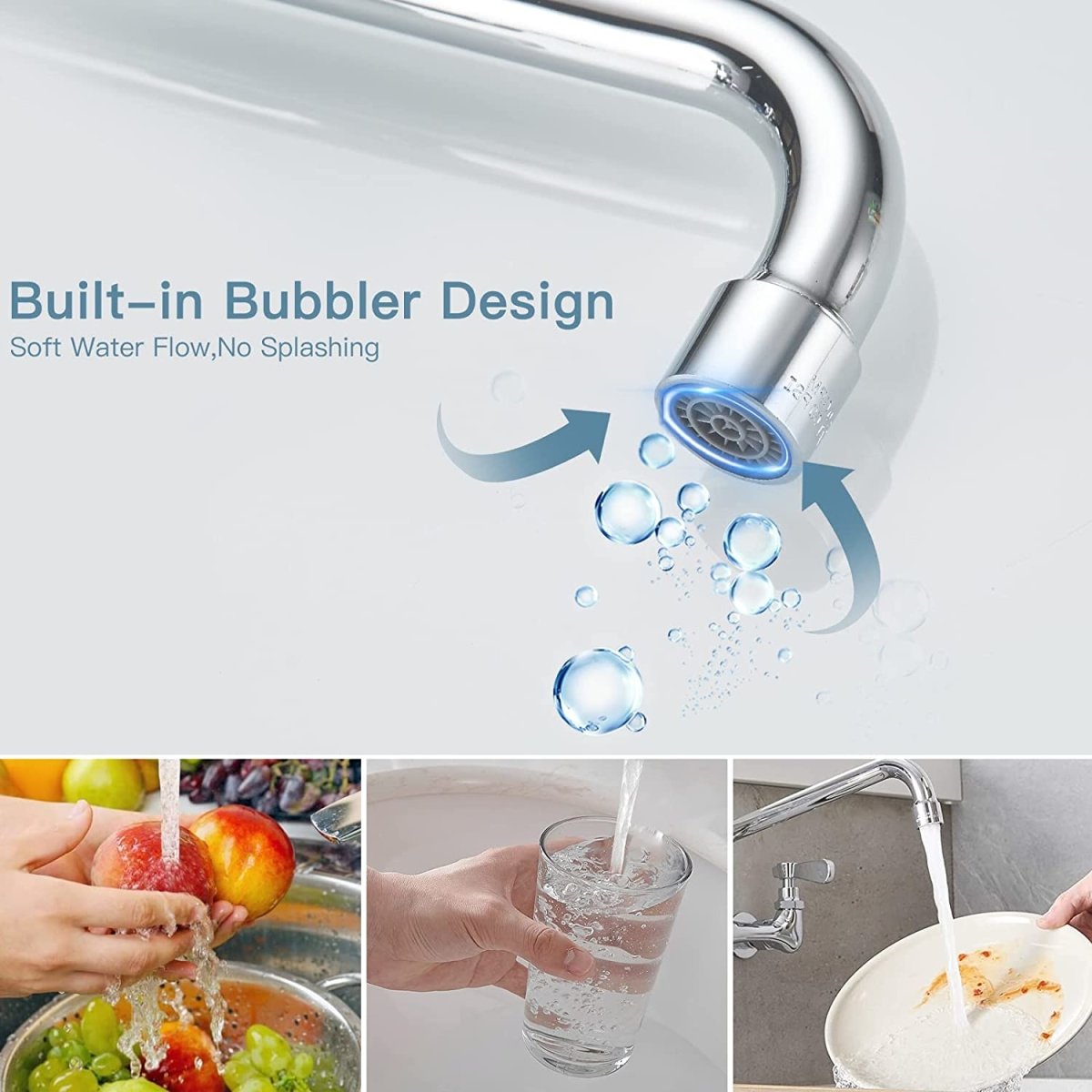 Commercial Kitchen Sink Faucet Center Wall Polished Chrome - buyfaucet.com