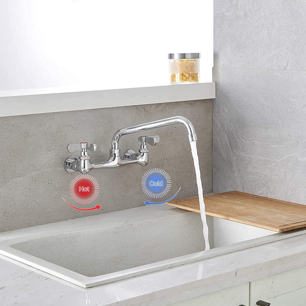 Commercial Kitchen Sink Faucet Center Wall Polished Chrome - buyfaucet.com