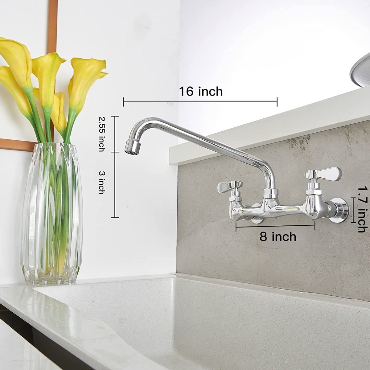 Commercial Kitchen Sink Faucet Center Wall Polished Chrome - buyfaucet.com