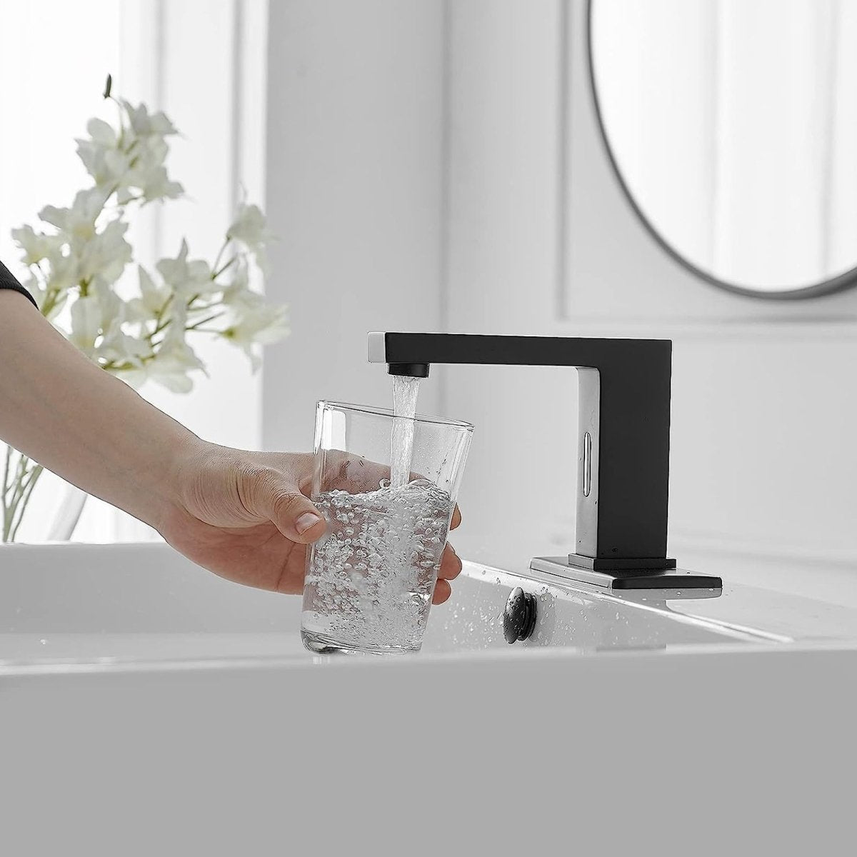 Commercial Touchless Single Hole Bathroom Faucet Matte Black - buyfaucet.com