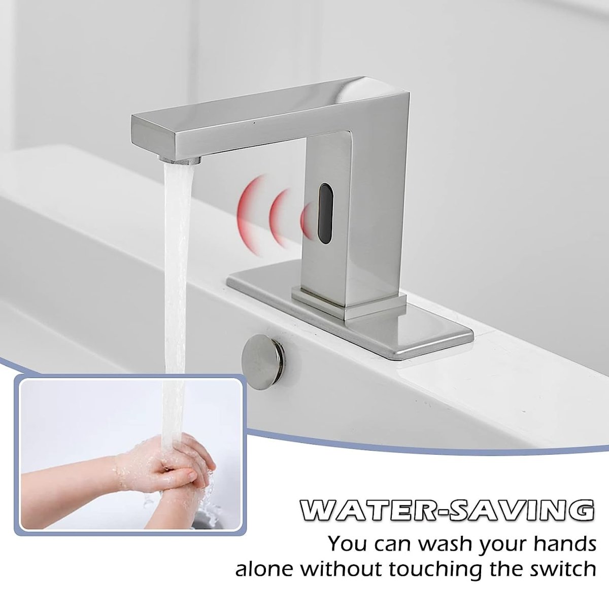 Commercial Touchless Single Hole Bathroom Faucet Nickel - buyfaucet.com