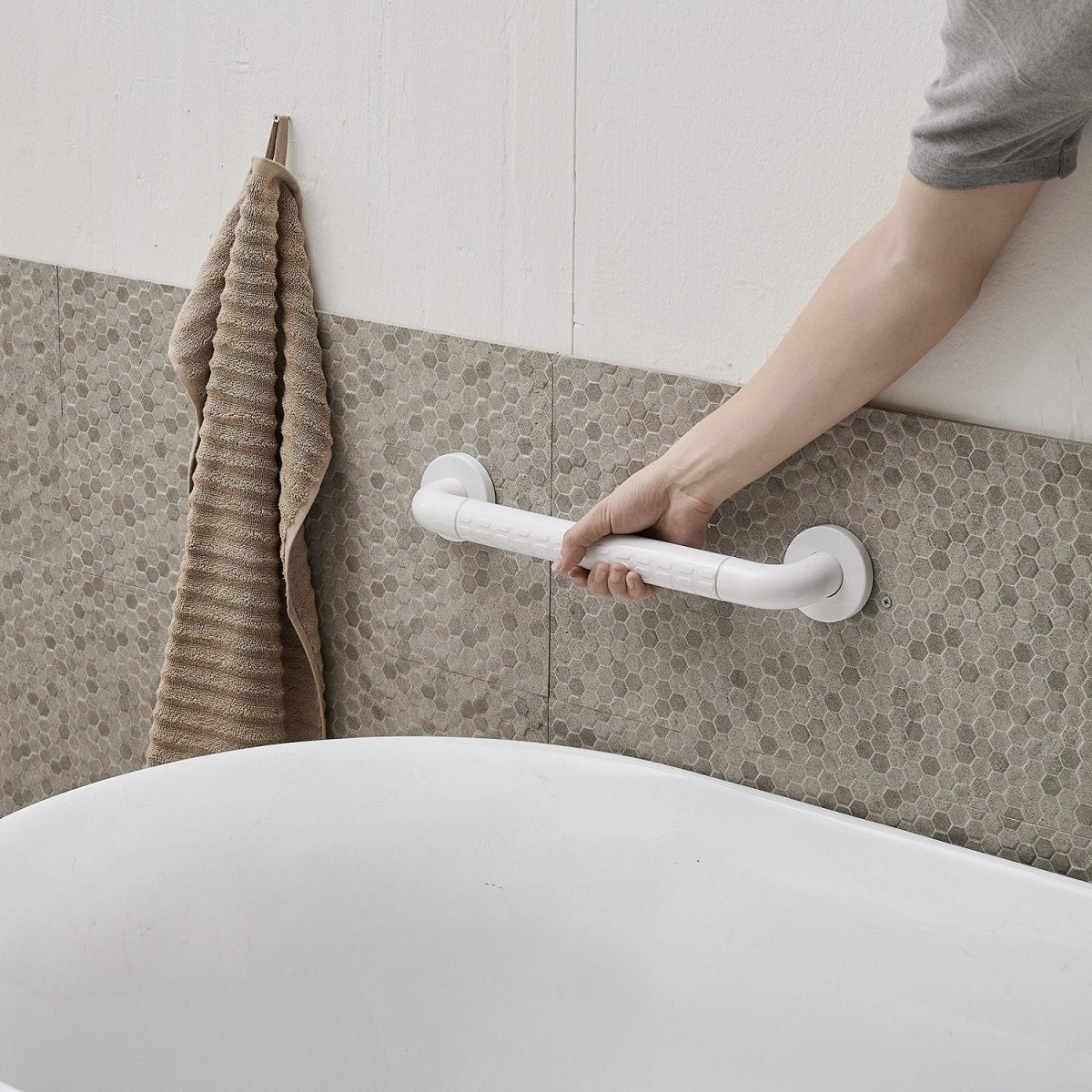 Concealed Screw Grab Bar with Secure Mount in White 17.91" - buyfaucet.com