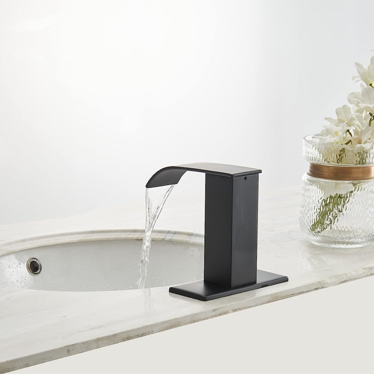 DC Battery Powered Touchless Bathroom Faucet Matte Black - buyfaucet.com