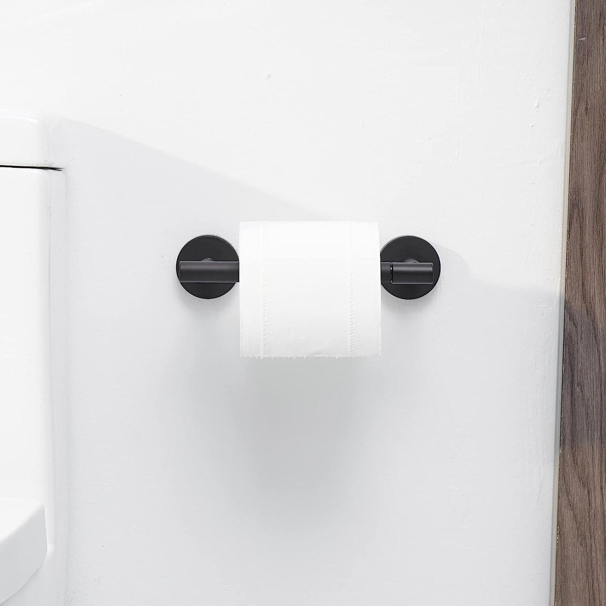 Double Post Pivoting Toilet Paper Holder in Matte Black - buyfaucet.com