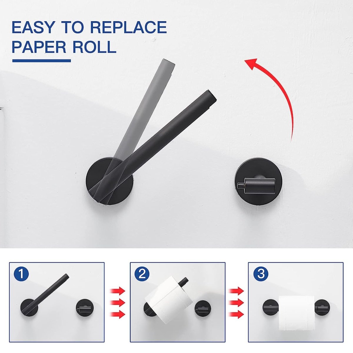 Double Post Pivoting Toilet Paper Holder in Matte Black - buyfaucet.com