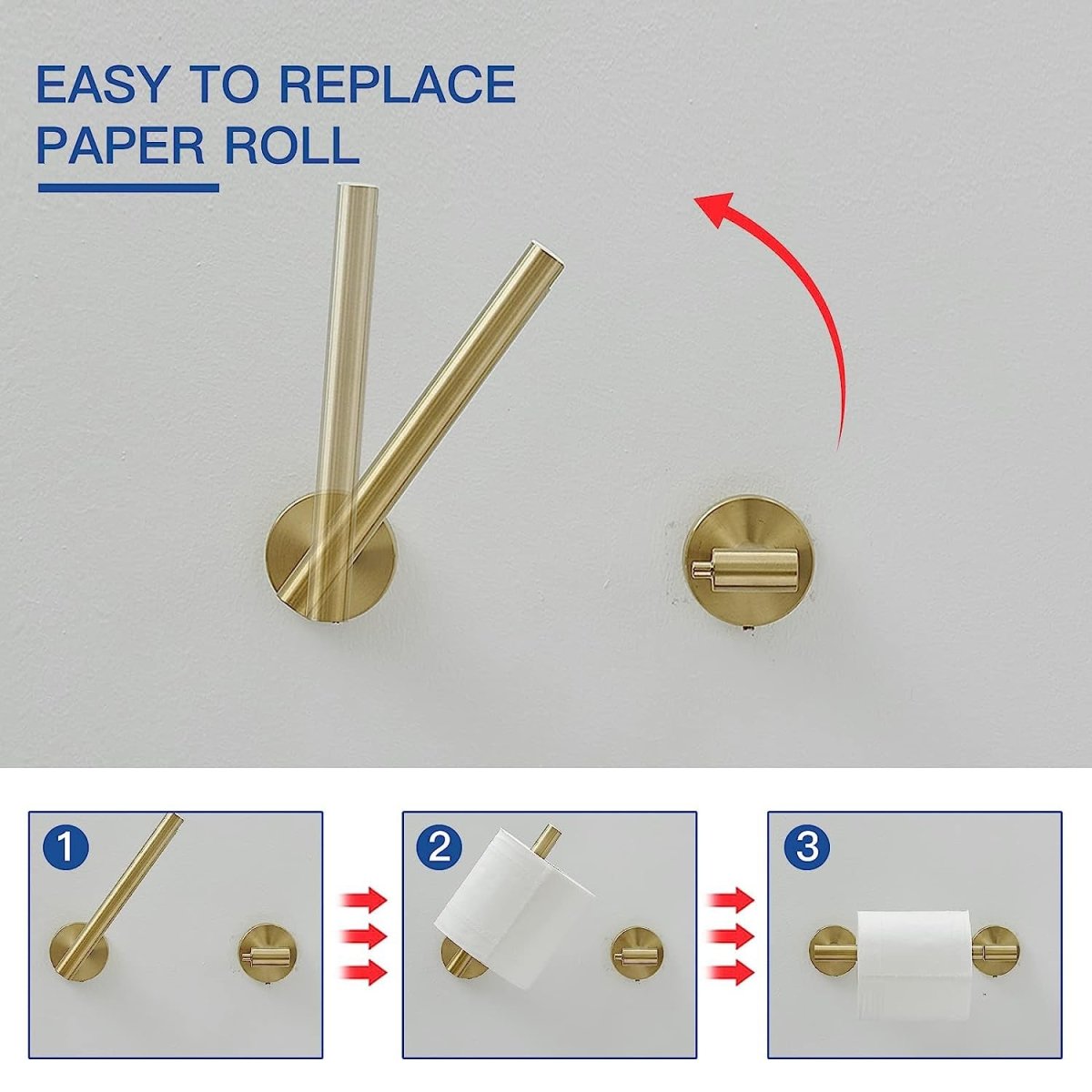 Double Post Pivoting Wall Mounted Toilet Paper Holder Gold - buyfaucet.com