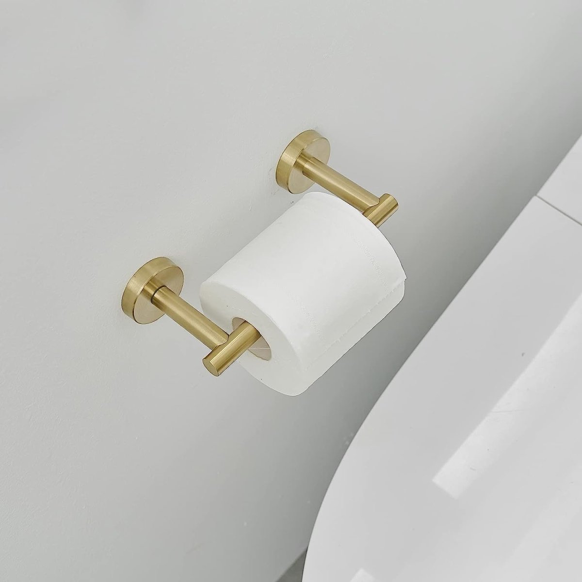 Double Post Pivoting Wall Mounted Toilet Paper Holder Gold - buyfaucet.com