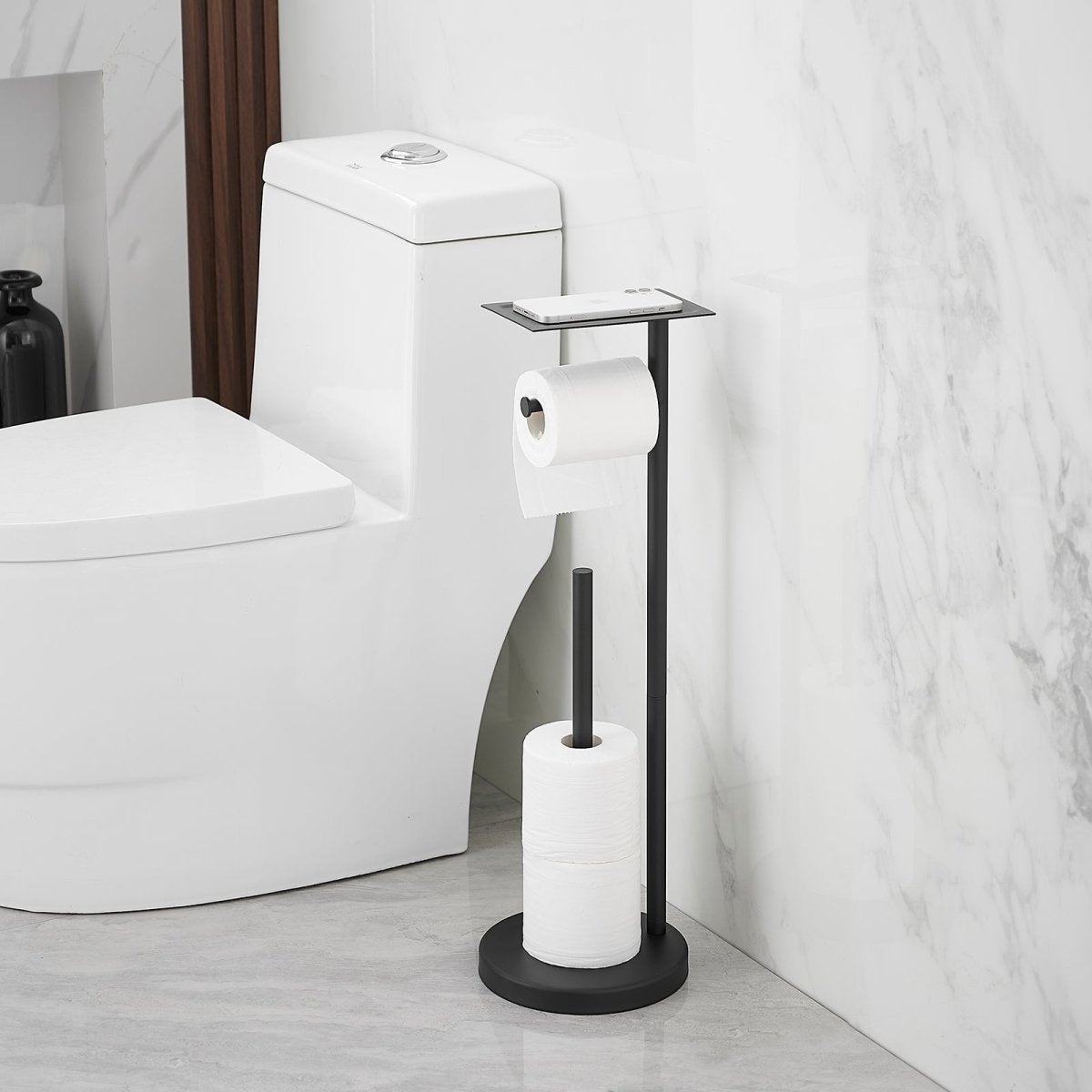 Freestanding Stainless Steel Toilet Paper Holder Matte Black - buyfaucet.com