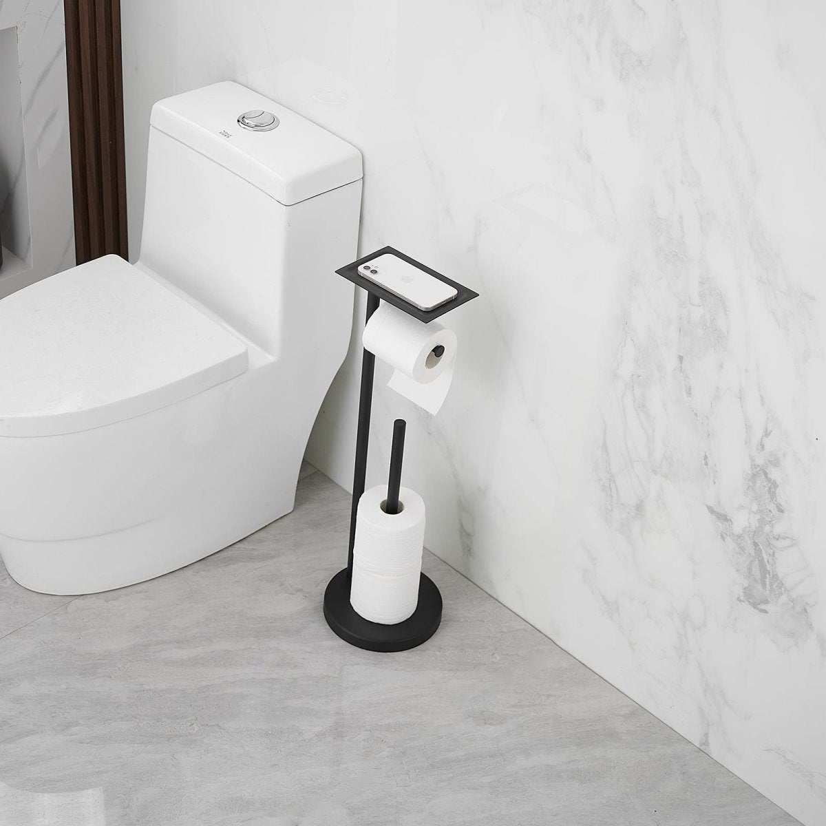 Freestanding Stainless Steel Toilet Paper Holder Matte Black - buyfaucet.com