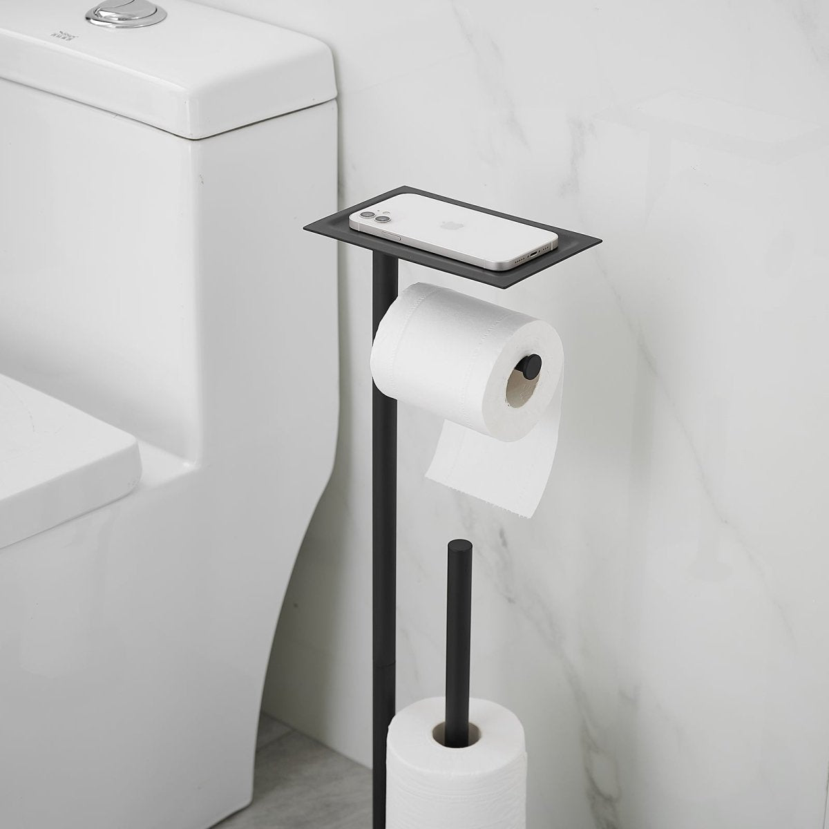 Freestanding Stainless Steel Toilet Paper Holder Matte Black - buyfaucet.com