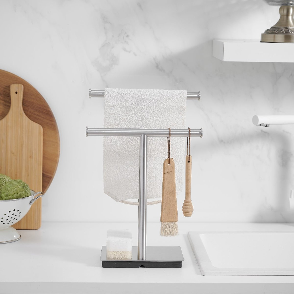 Freestanding Toilet Paper Holder with Double T-Shape in Nickel - buyfaucet.com