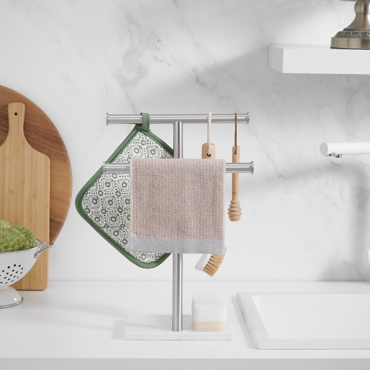 Freestanding Toilet Paper Holder with Natural Marble Base Nickel - buyfaucet.com