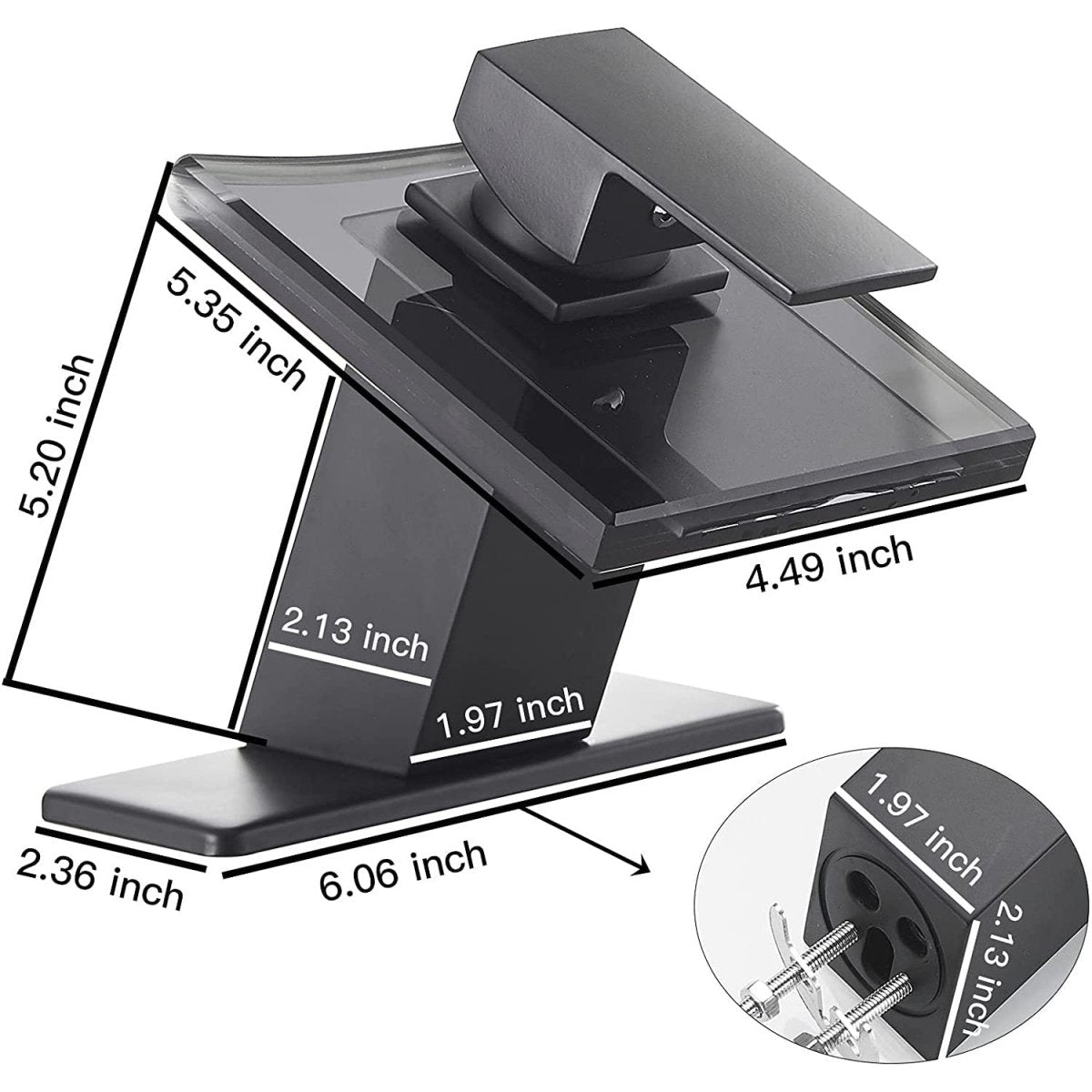 Glass Spout Waterfall Single Hole Bathroom Faucet Black - buyfaucet.com