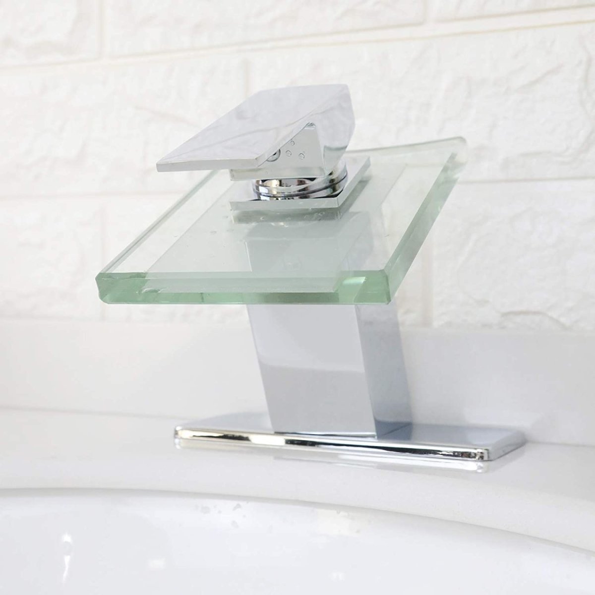 Glass Spout Waterfall Single Hole Bathroom Faucet Chrome - buyfaucet.com