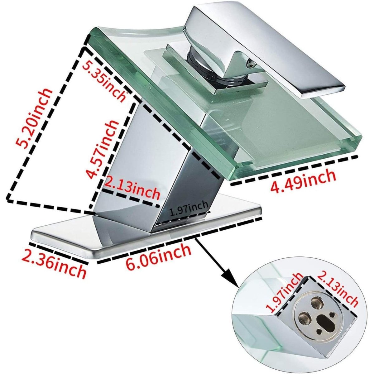 Glass Spout Waterfall Single Hole Bathroom Faucet Chrome - buyfaucet.com
