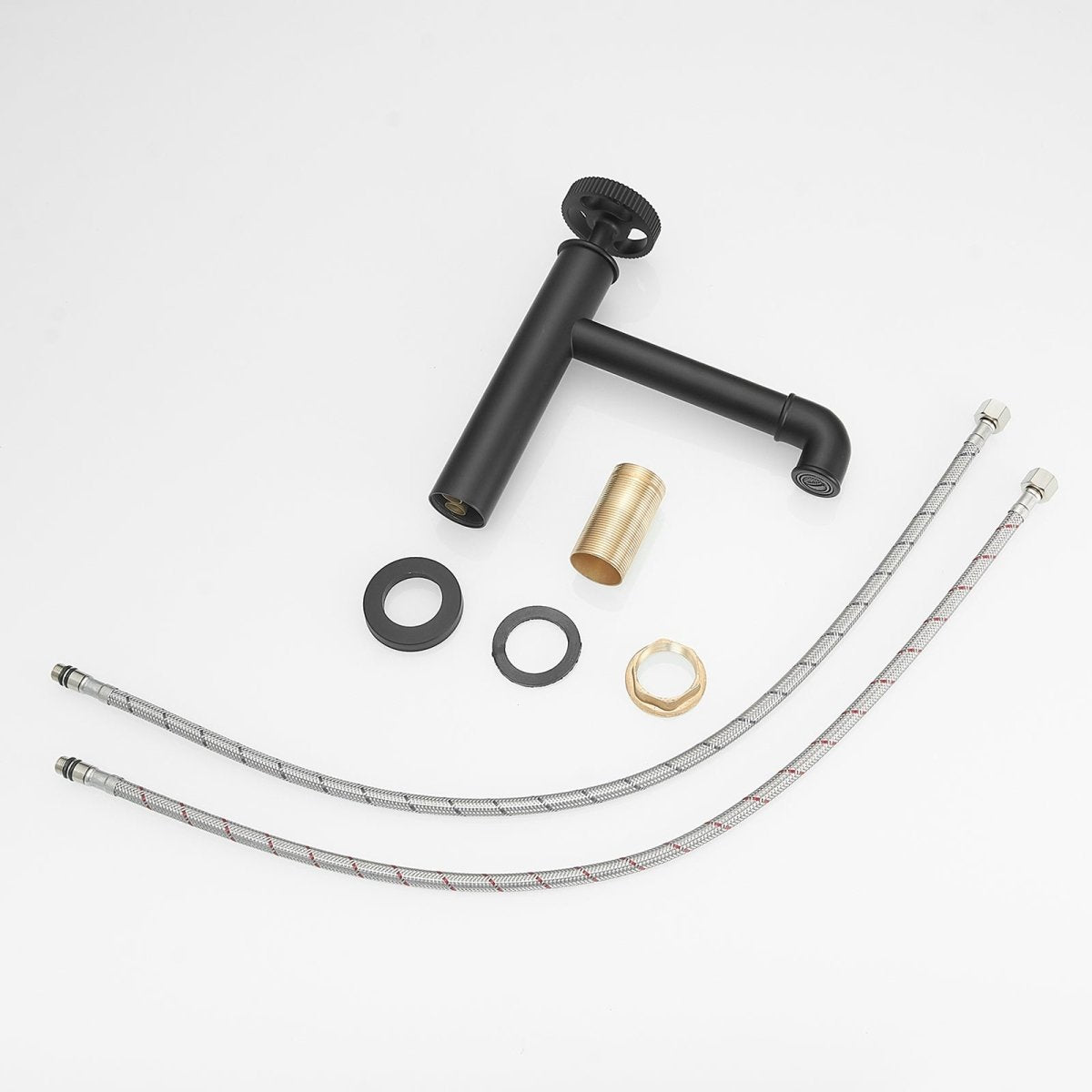 Industry Style Single Handle Bathroom Faucet in Matte Black - buyfaucet.com