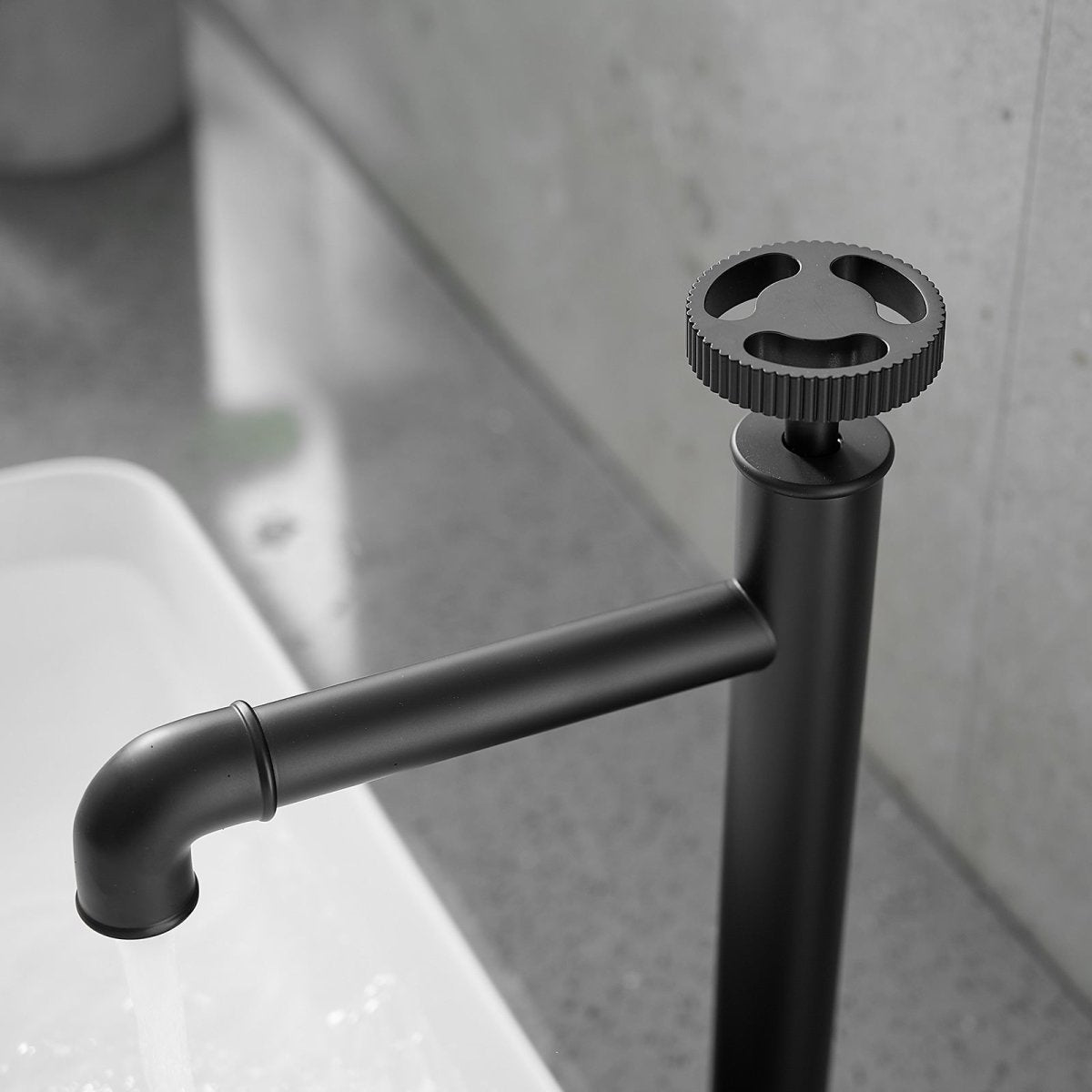 Industry Style Single Handle Vessel Sink Bathroom Faucet Black-1 - buyfaucet.com