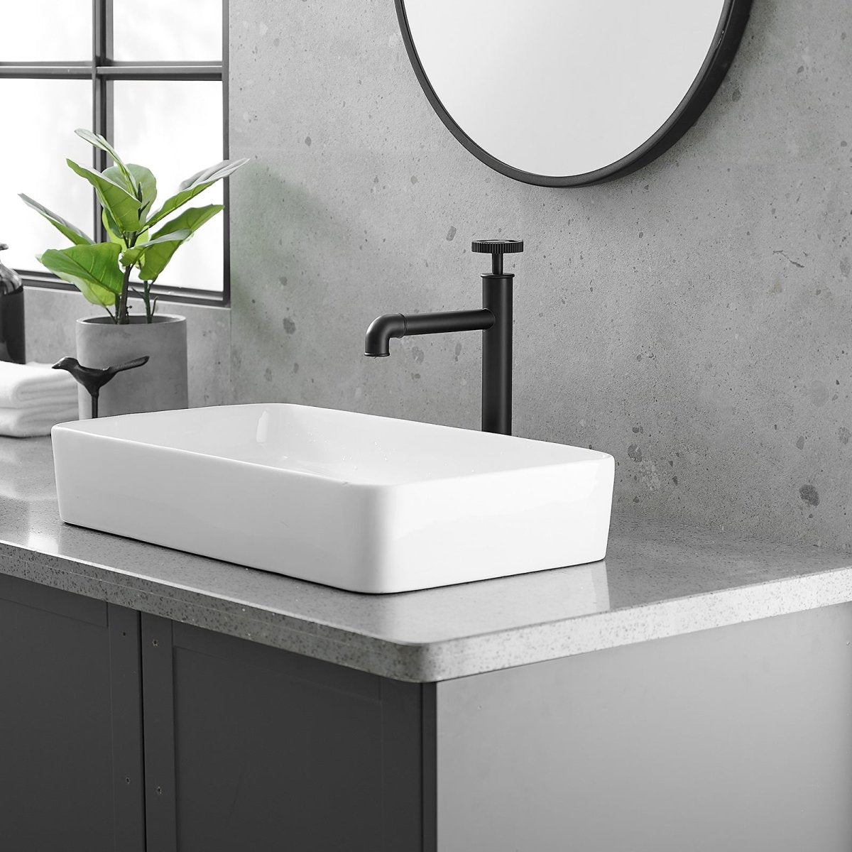 Industry Style Single Handle Vessel Sink Bathroom Faucet Black-1 - buyfaucet.com