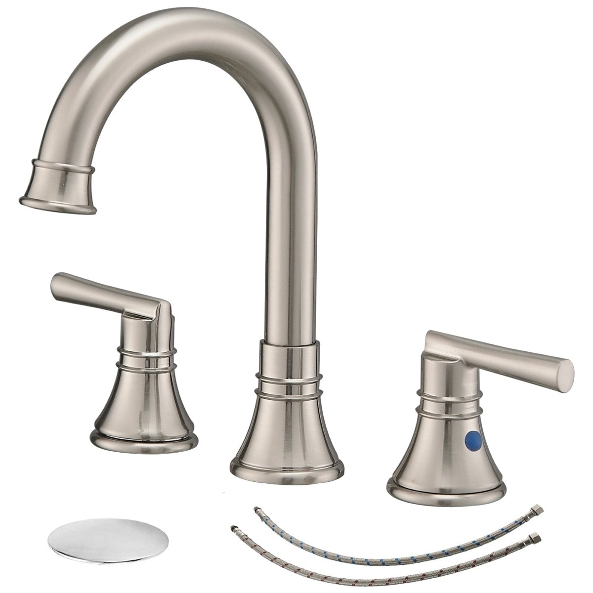 J-Spout 8 in 2-Handle Bathroom Sink Faucet Brushed Nickel - buyfaucet.com