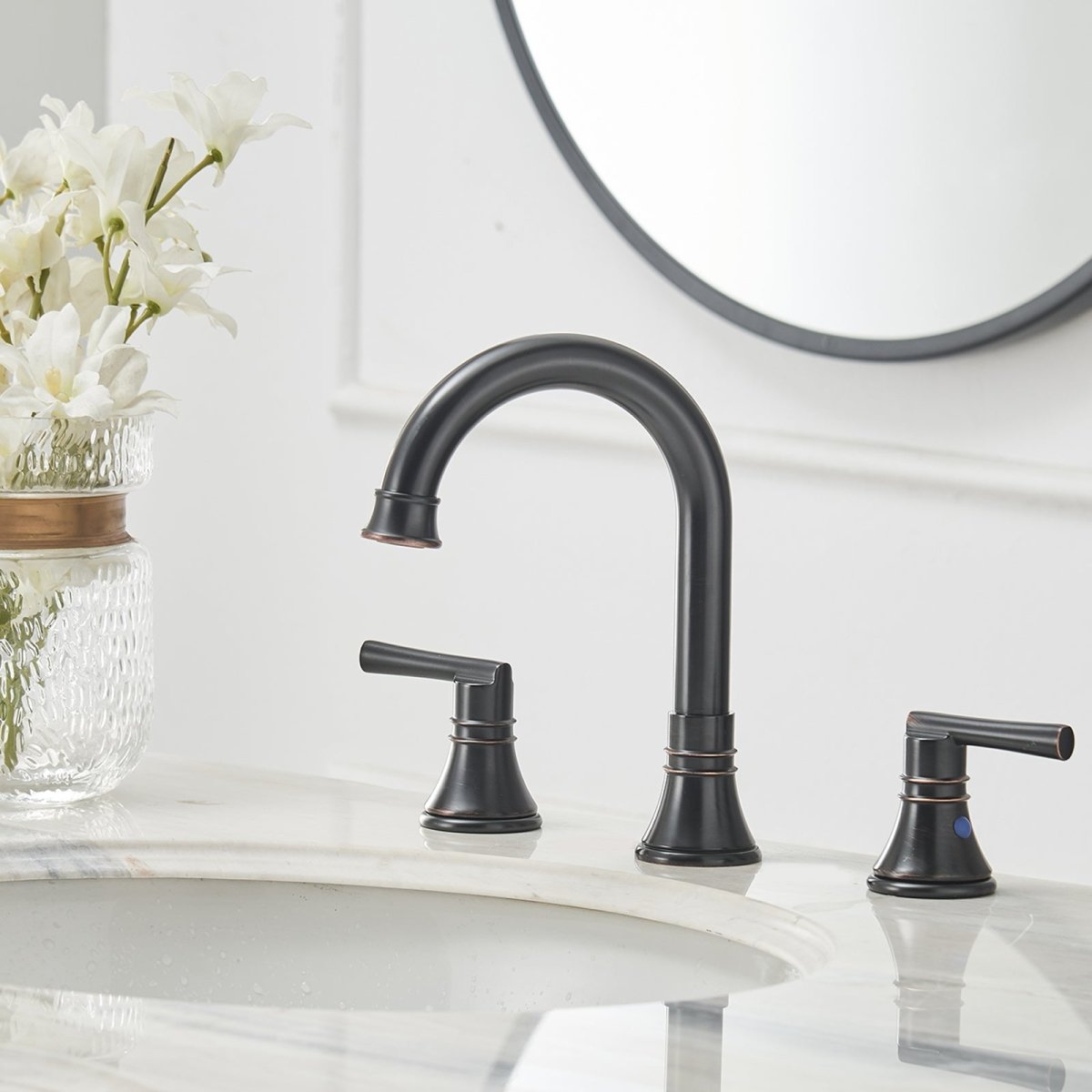 J-Spout 8 in 2-Handle Bathroom Sink Faucet Oil Rubbed Bronze - buyfaucet.com