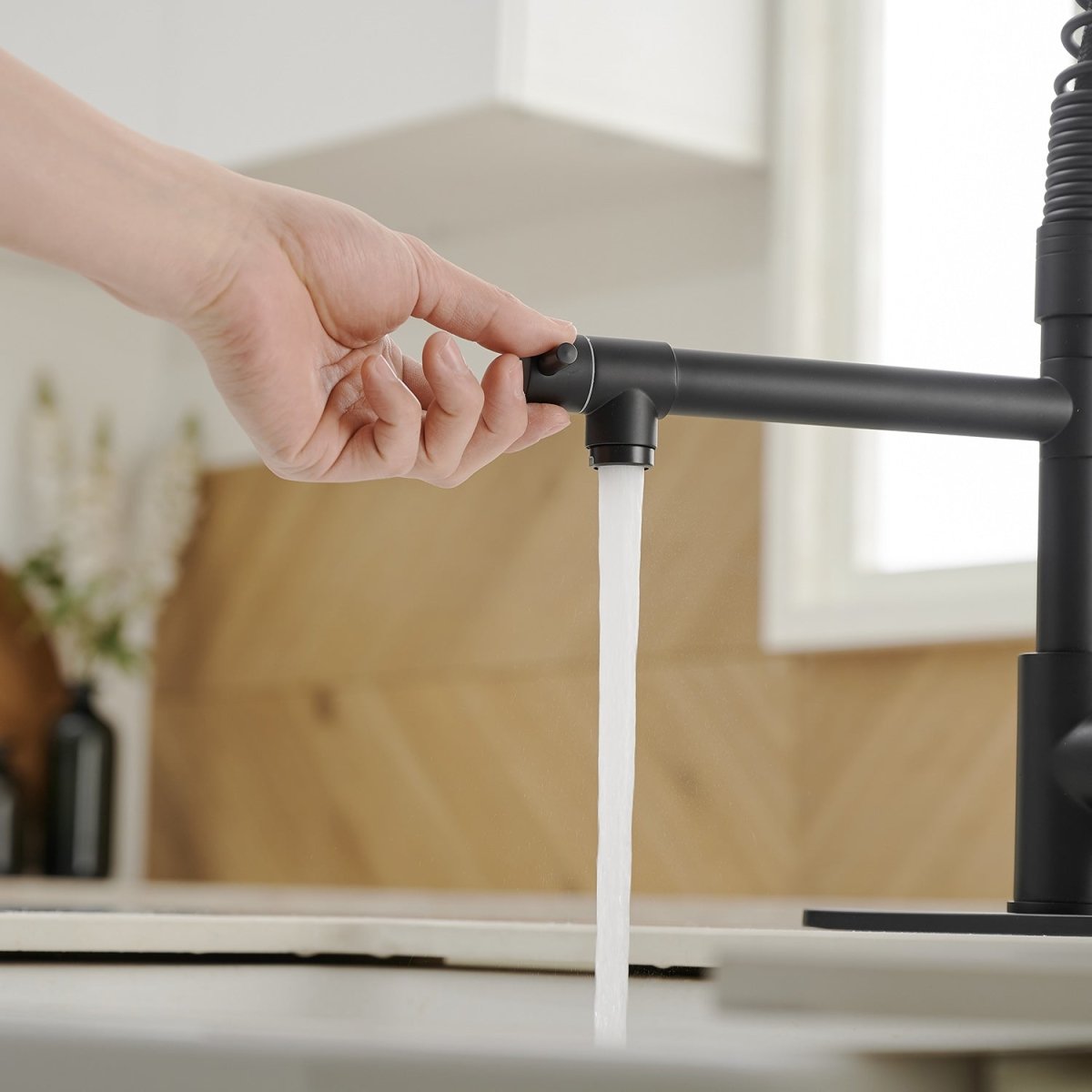 Kitchen Sink Faucet with Pull Down Sprayer Matte Black - buyfaucet.com