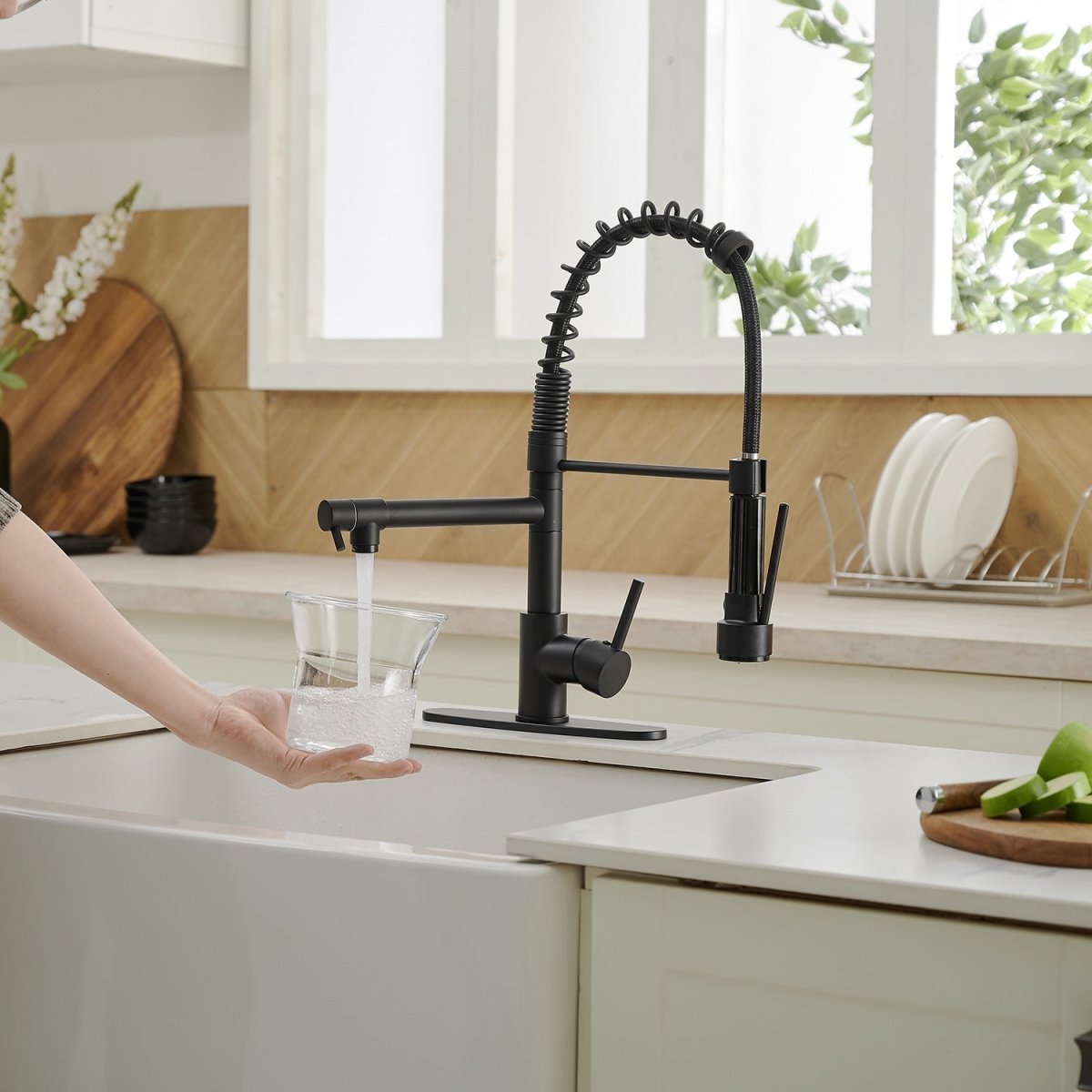 Kitchen Sink Faucet with Pull Down Sprayer Matte Black - buyfaucet.com