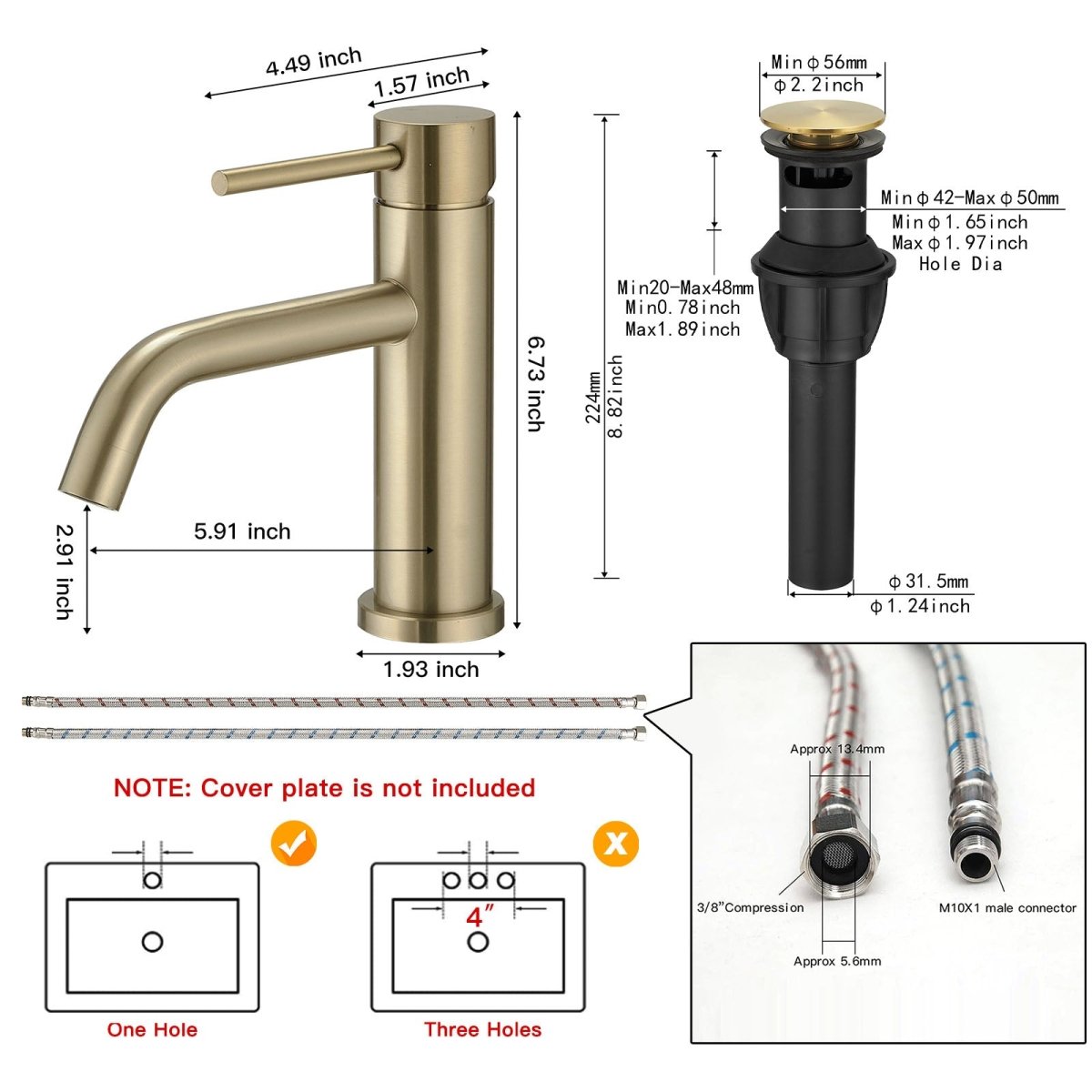 Low-Arc with Drain Assembly Drip-Free Bathroom Faucet Gold - buyfaucet.com