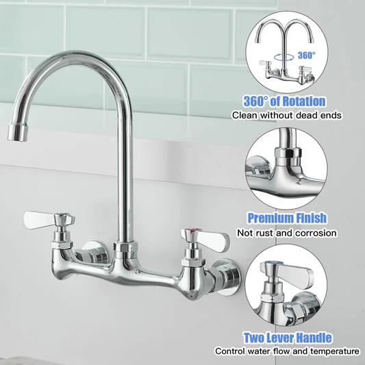 Modern Kitchen Faucet with 8 in Swivel Spout Chrome - buyfaucet.com