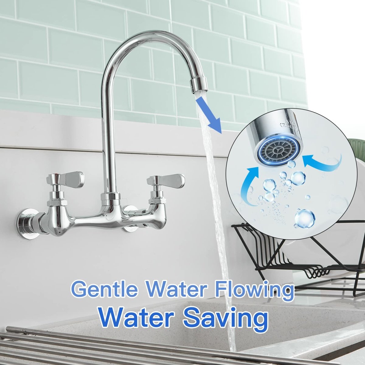 Modern Kitchen Faucet with 8 in Swivel Spout Chrome - buyfaucet.com