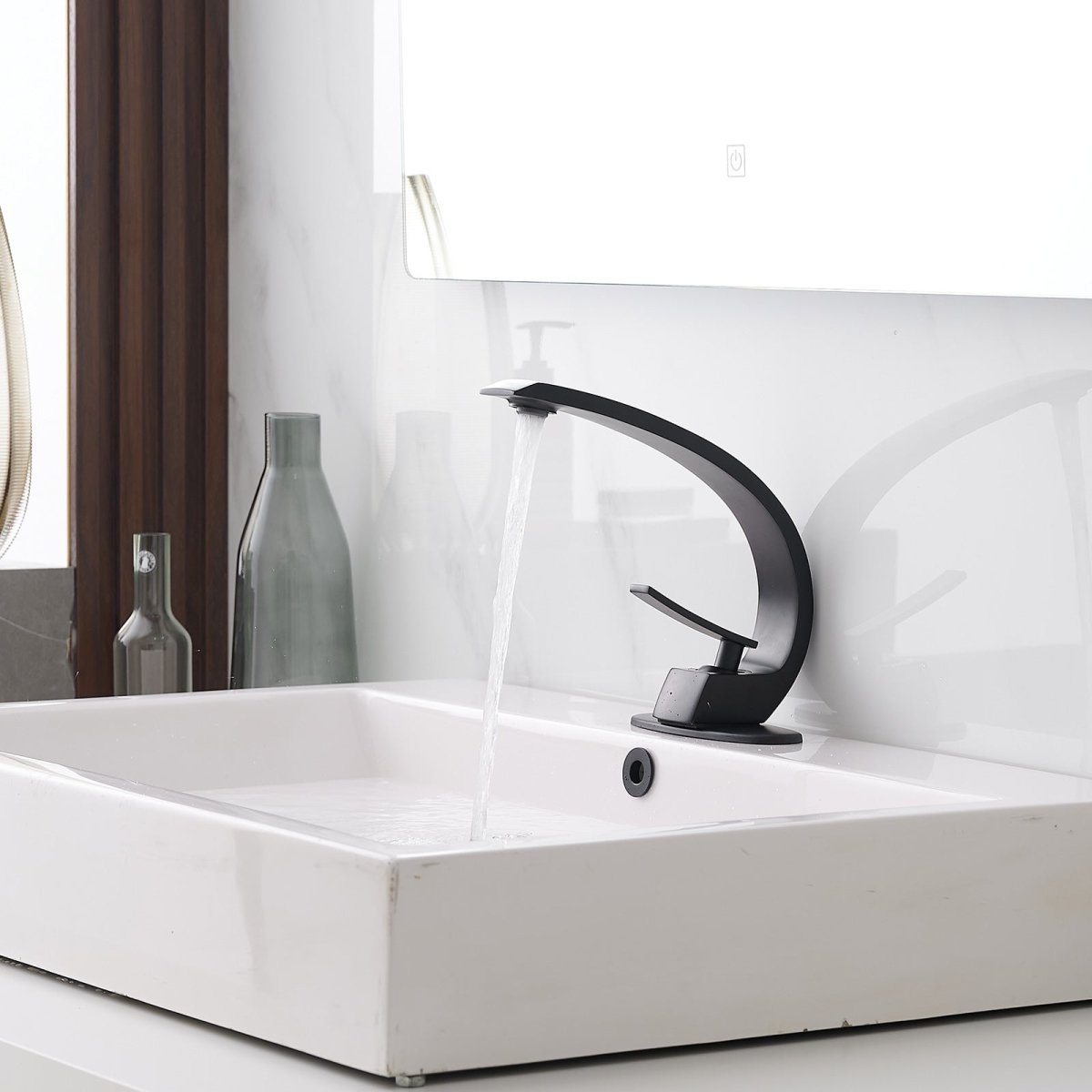 Modern Single Handle Single Hole Bathroom Faucet Matte Black - buyfaucet.com