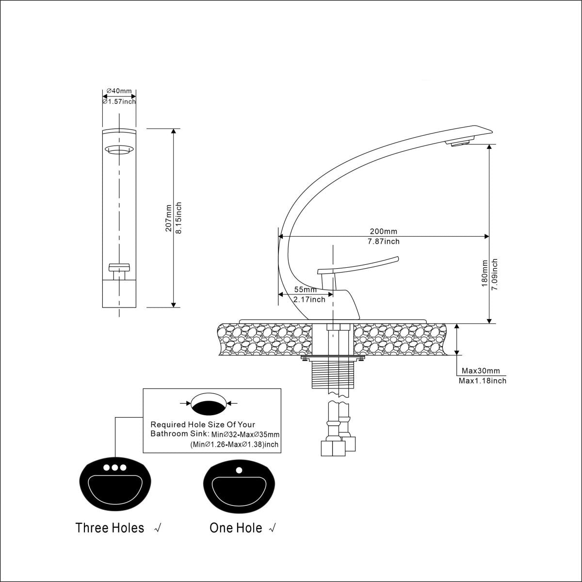 Modern Single Handle Single Hole Bathroom Faucet Matte Black - buyfaucet.com