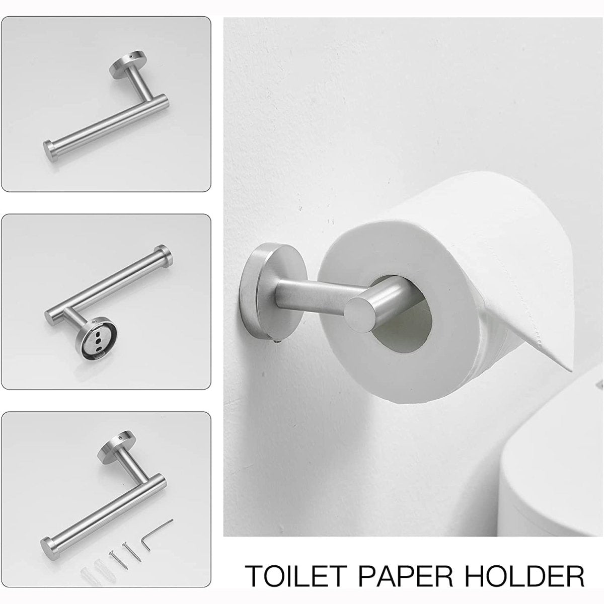 Post Toilet Paper Holder Wall Mounted in Brushed Nickel - buyfaucet.com