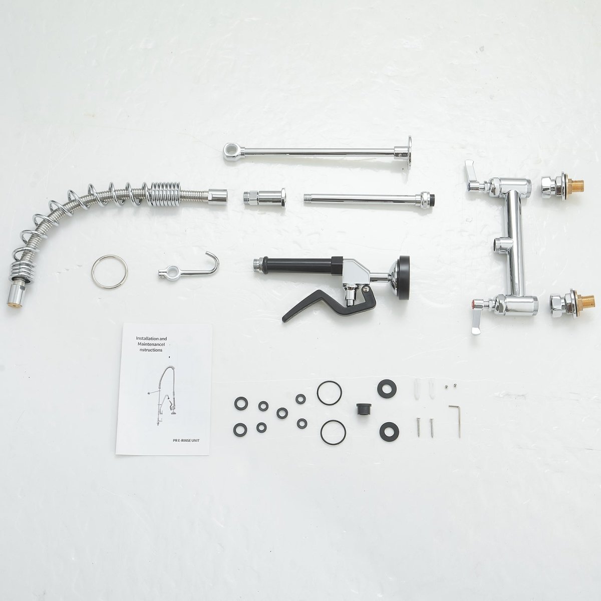 Pull Down 2-Handle Wall Mount Kitchen Faucet Chrome - buyfaucet.com