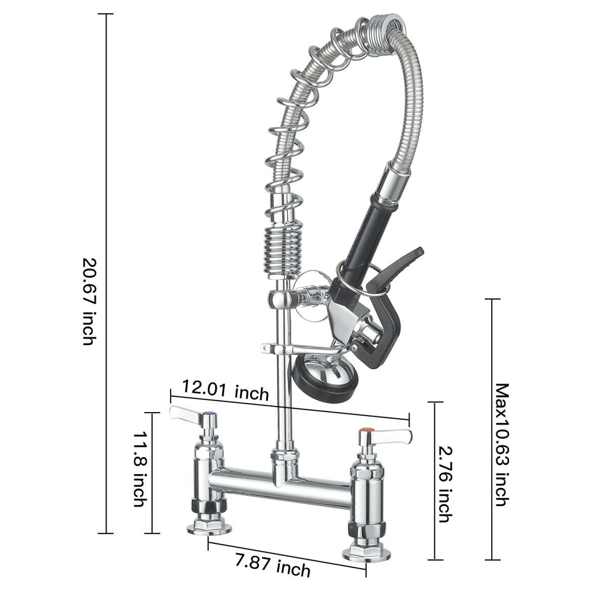 Pull Down 2-Handle Wall Mount Kitchen Faucet Chrome - buyfaucet.com