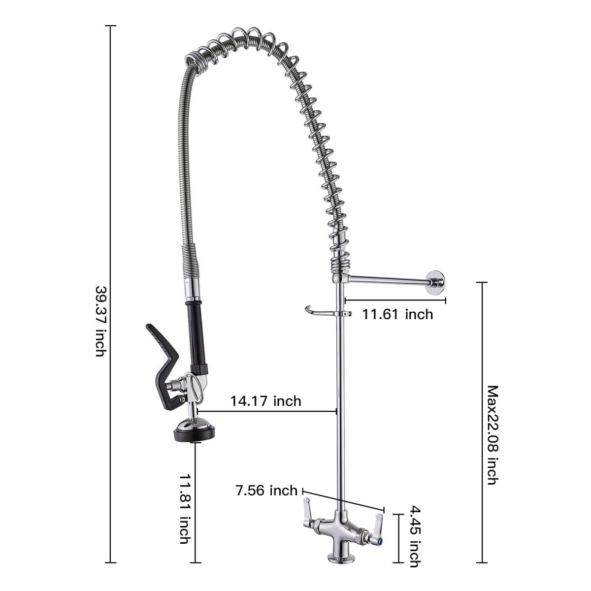 Pull Down 2-Handle Wall Mount Utility Kitchen Faucet Chrome - buyfaucet.com