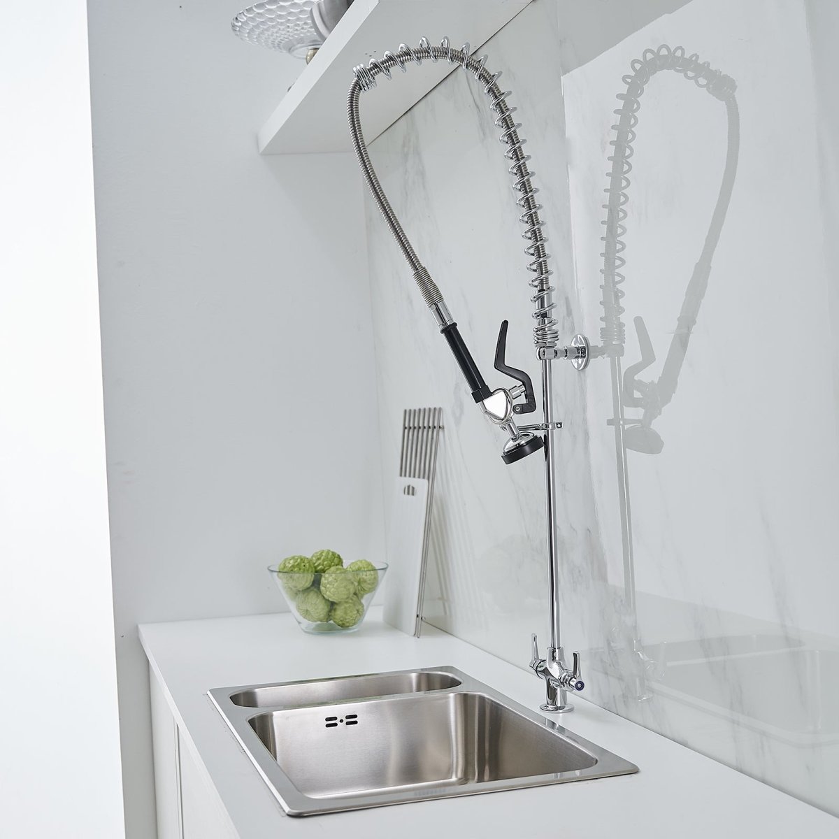 Pull Down 2-Handle Wall Mount Utility Kitchen Faucet Chrome - buyfaucet.com