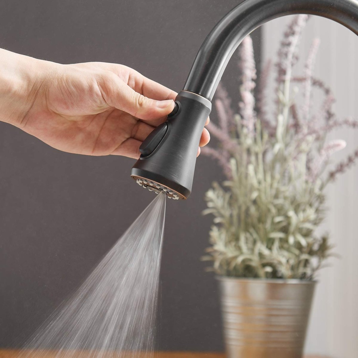 Pull-Down 3 Sprayers Kitchen Faucet Oil Rubbed Bronze-1 - buyfaucet.com