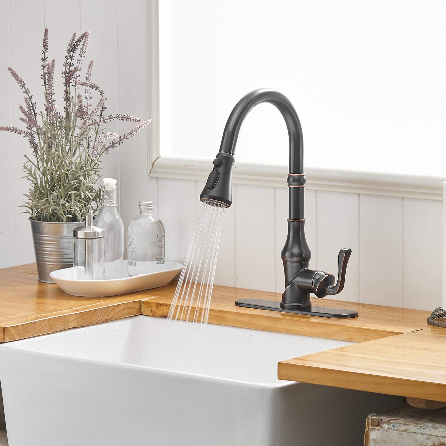 Pull-Down 3 Sprayers Kitchen Faucet Oil Rubbed Bronze - buyfaucet.com
