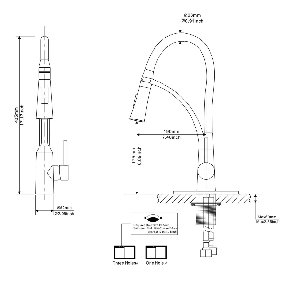 Pull Down Kitchen Sink Faucet with Deck Plate Matte Black - buyfaucet.com