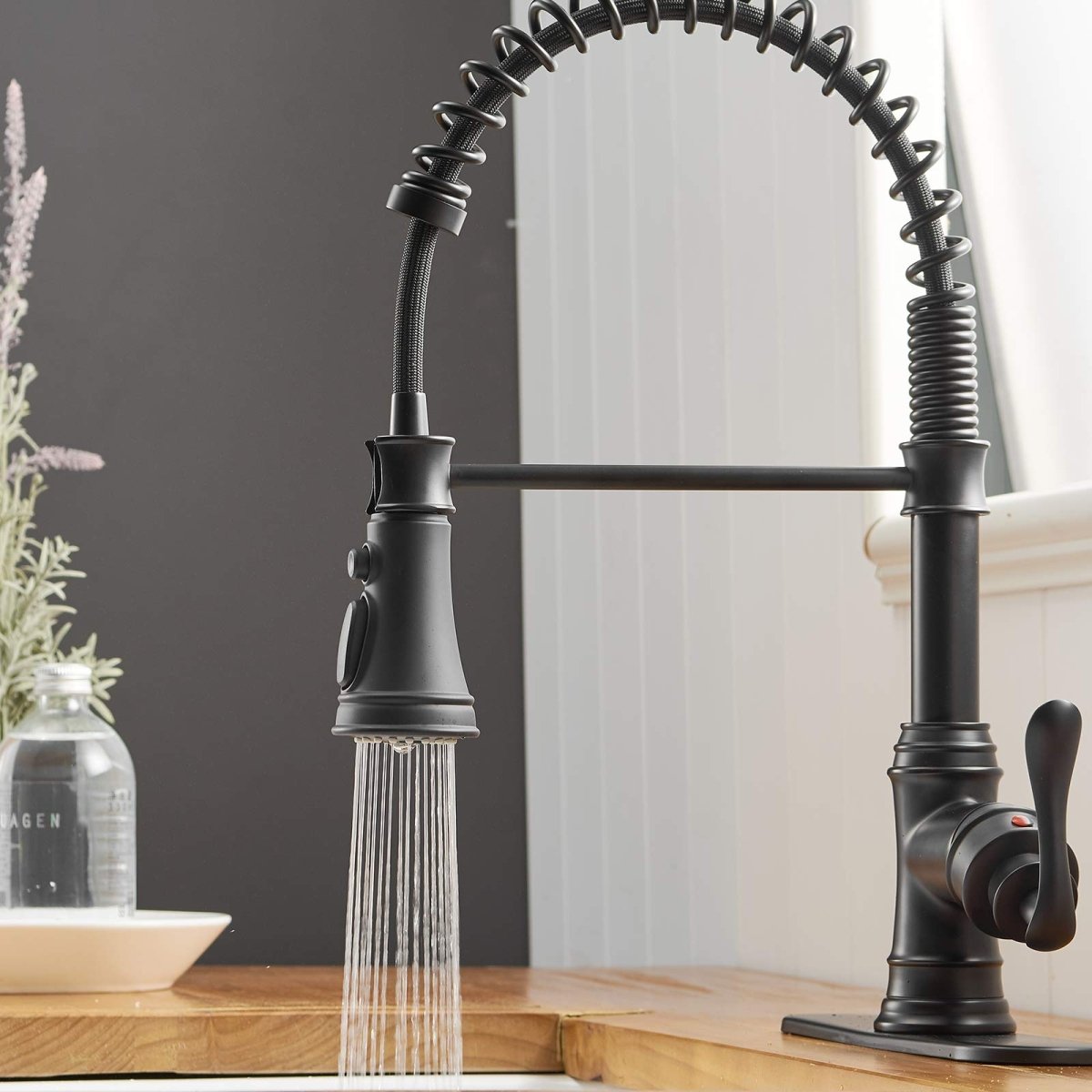 Pull-Down Sprayer 3 Spray Kitchen Faucet Black-1 - buyfaucet.com