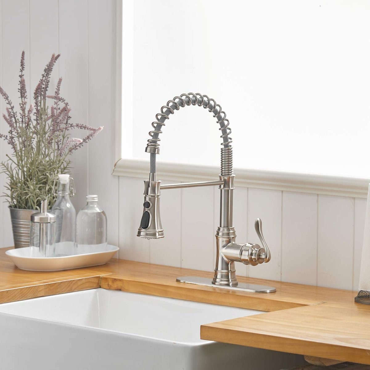 Pull-Down Sprayer 3 Spray Kitchen Faucet Brushed Nickel-1 - buyfaucet.com