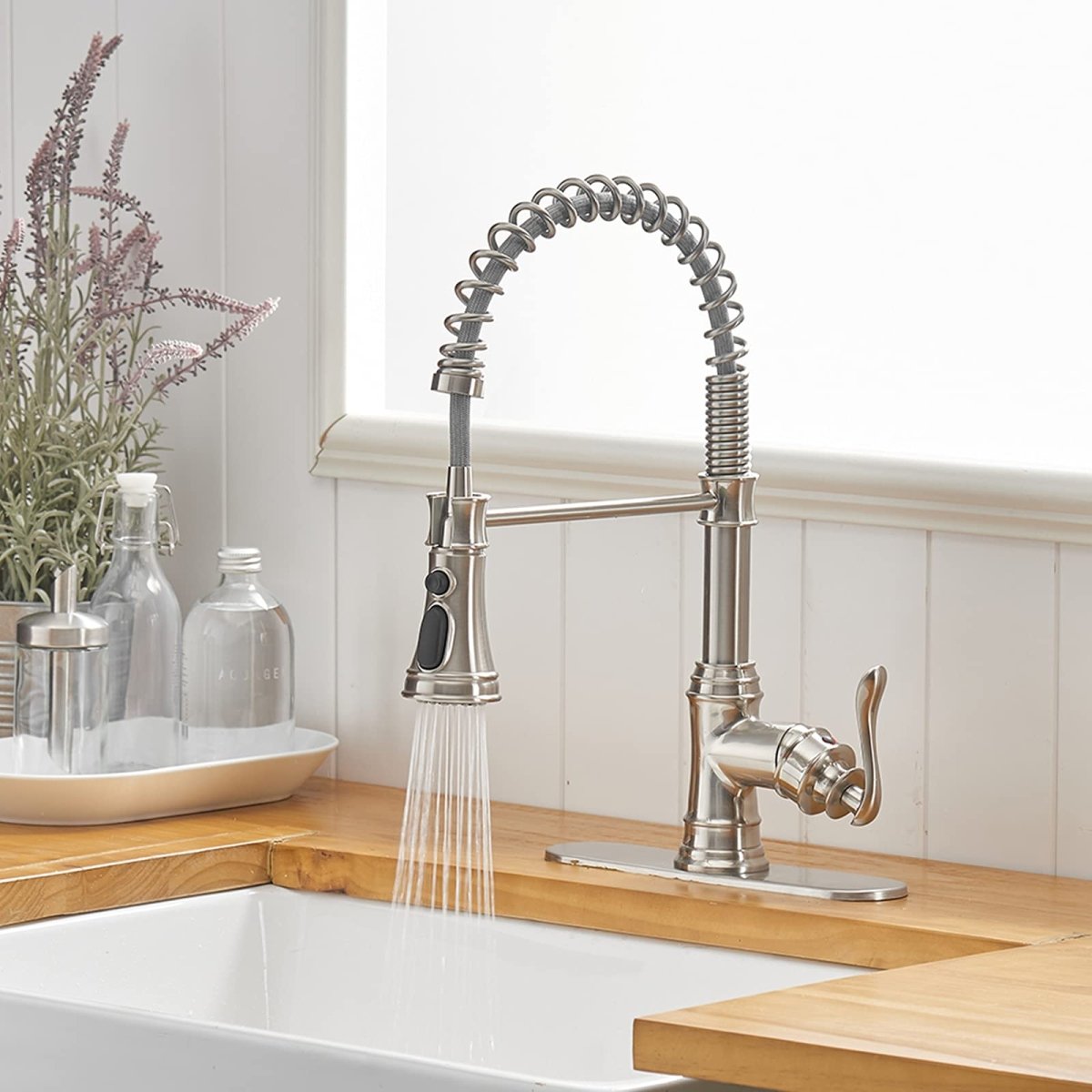 Pull-Down Sprayer 3 Spray Kitchen Faucet Brushed Nickel-1 - buyfaucet.com