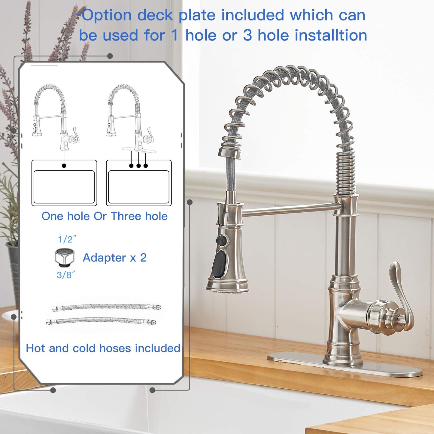 Pull-Down Sprayer 3 Spray Kitchen Faucet Brushed Nickel - buyfaucet.com