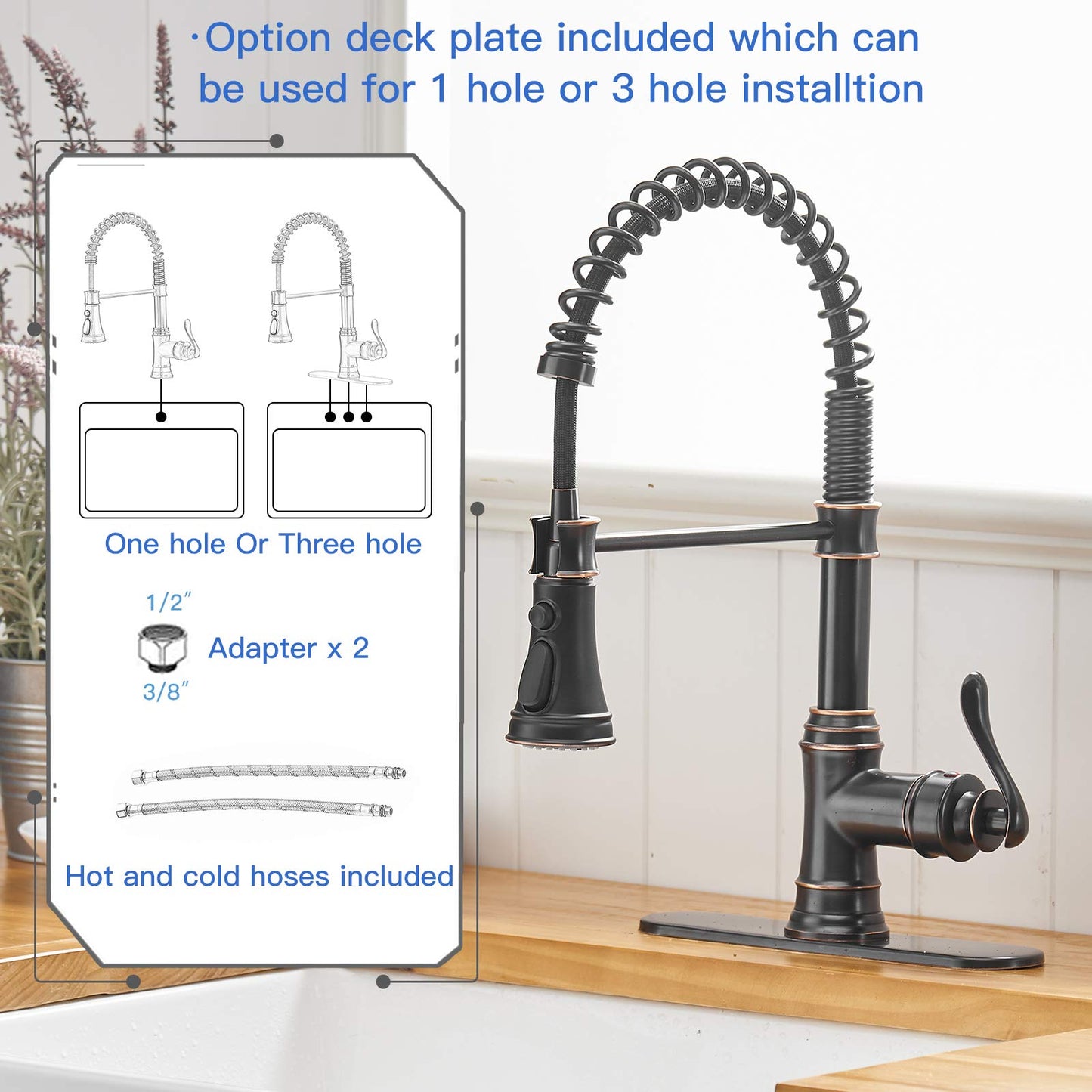 Pull-Down Sprayer 3 Spray Kitchen Faucet Oil Rubbed Bronze - buyfaucet.com