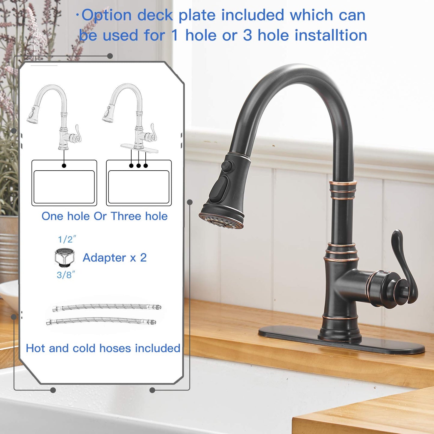 Pull-Out Sprayer 3 Spray Kitchen Faucet Oil Rubbed Bronze - buyfaucet.com