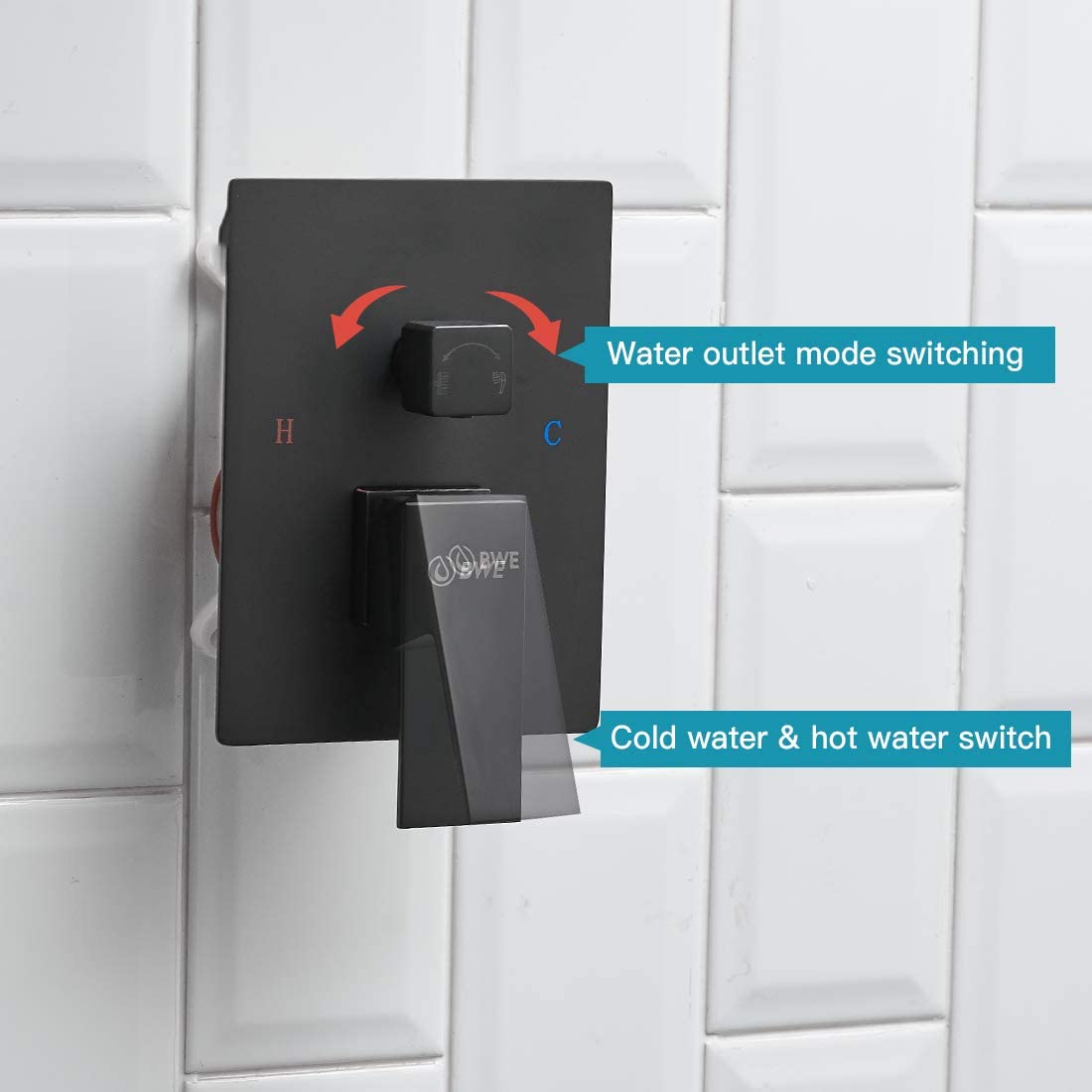 Rainfall 2-Handle 2-Spray 12 Inch Square Shower Faucet Black - buyfaucet.com