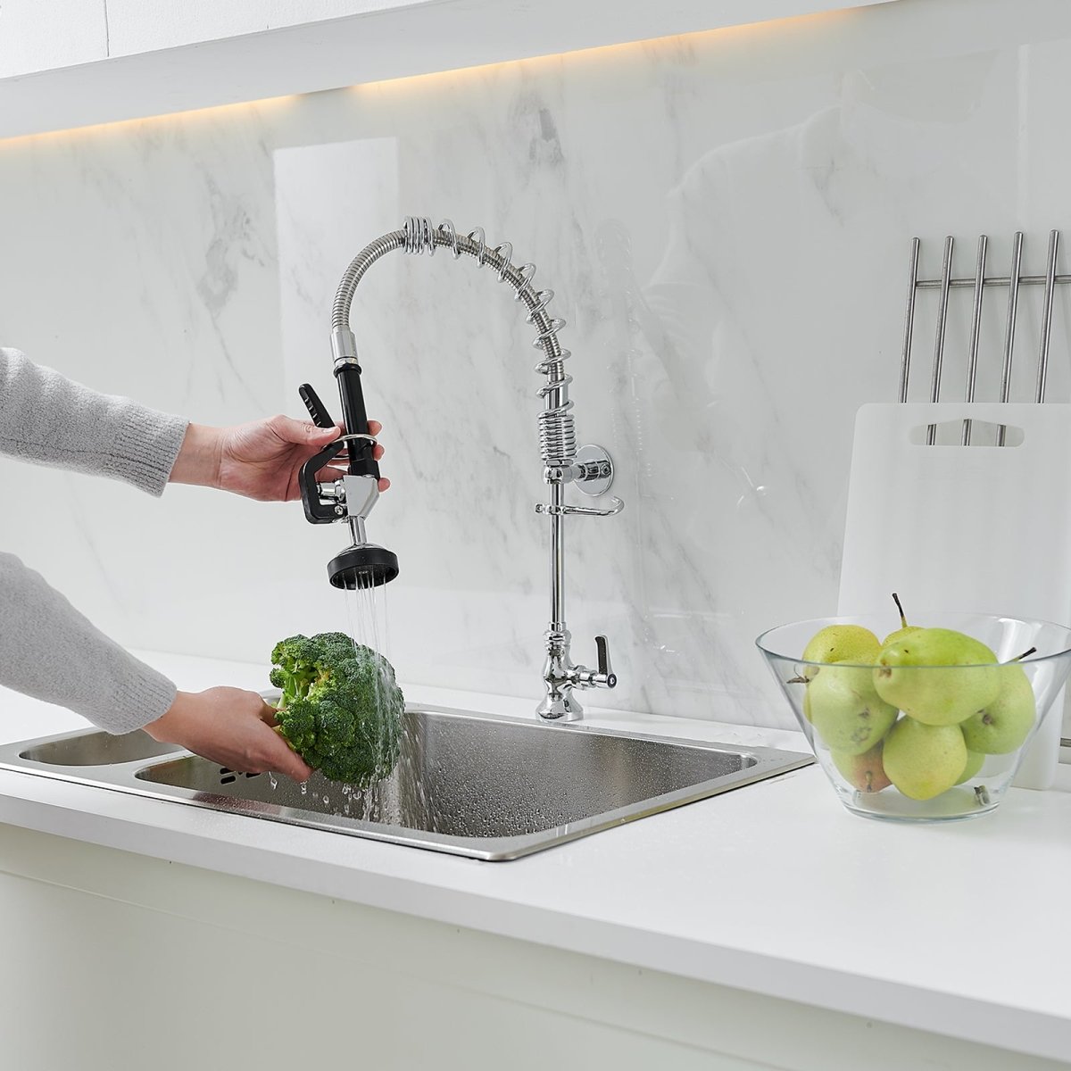 Restaurant Pull Down Pre-Rinse Spray Kitchen Faucet Chrome - buyfaucet.com