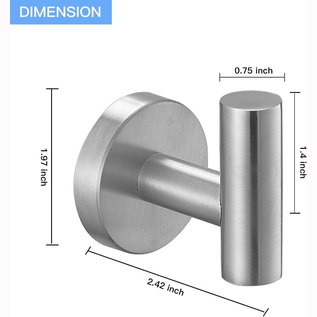 Round 2 Bathroom Towel Hook Stainless Steel Brushed Nickel - buyfaucet.com