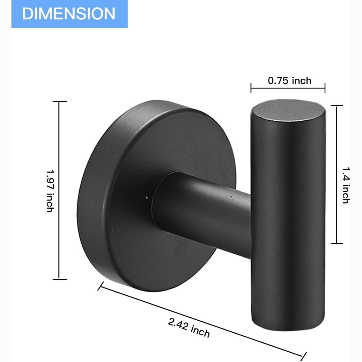 Round 2 Bathroom Towel Hook Stainless Steel Matte Black - buyfaucet.com